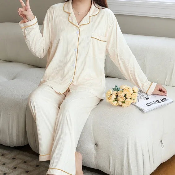Women's Sleepwear 2 Piece Sets New Autumn Long Sleeve Pajamas for Woman Nightwear 5XL Large Pyjamas Home Set Female Homewear