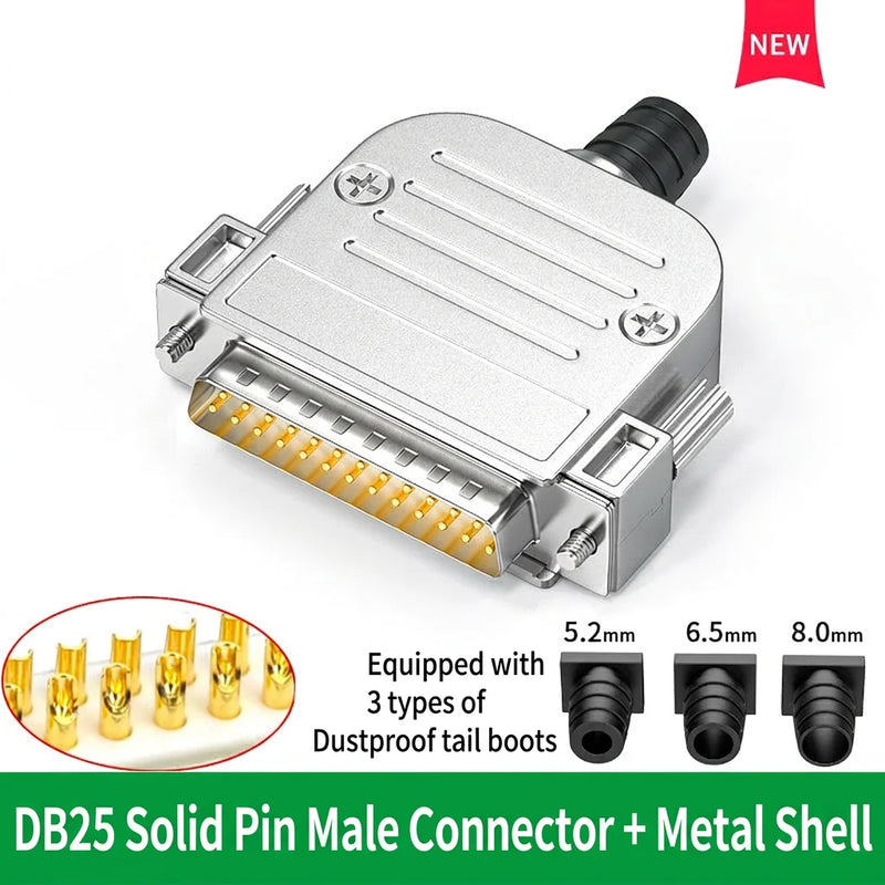 DIVEDEER Industrial Gold-Plated DB15 DB25 Connectors Male Female Parallel Ports with Metal Shells 25-Pin Plugs Industrial Use
