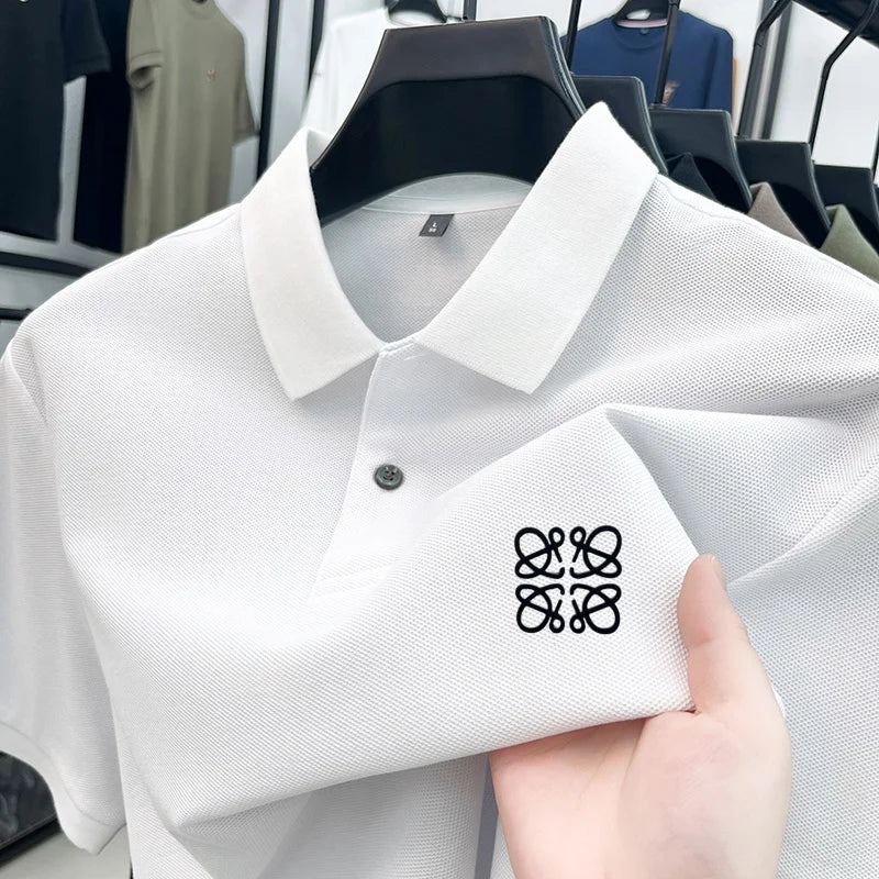 Men's Summer Luxury Brand Cotton 100% Polo Shirt Lapel Printing Short Sleeves T-Shirt Business Leisure Ventilate Men's Clothing