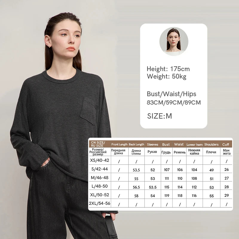 AMI Women's Sweater 2026 Autumn New Casual Knitted Round Neck Top Female Long Sleeve Loose Versatile Sweaters for Women12543085