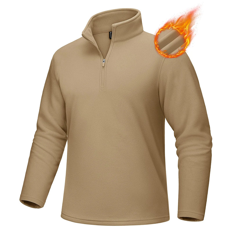 TACVASEN 1/4 Zipper T-shirts Men's Long Sleeve Turtleneck Fleece Spring Autumn Casual Warm Tops Athletic Running Spoorts Shirt