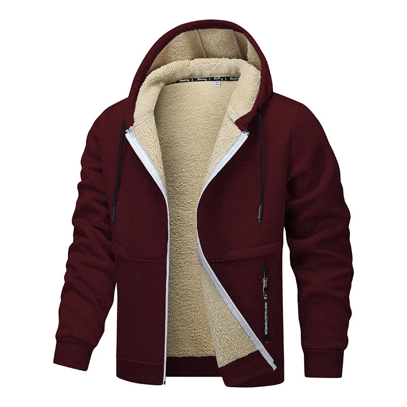 ‌Blue Fleece-Lined Hoodie Jacket for Men - Warm, Comfortable, Casual Style‌ Male Coat. Size M-5XL 6XL