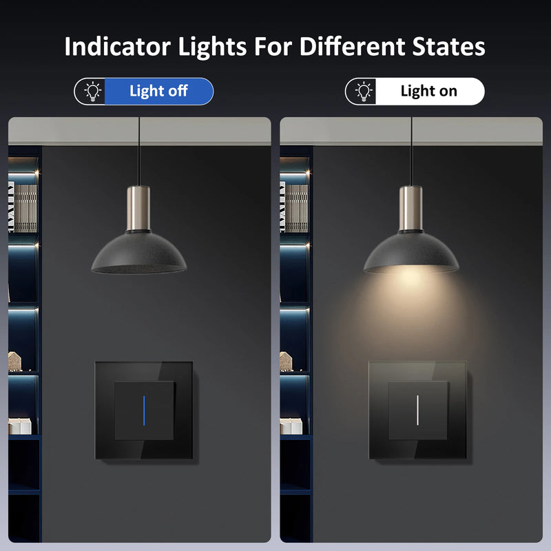 BSEED E Series 1/2Gang Button Light Switch Knob Dimmer Switch Wall EU Power Socket ST TV Socket Glass Panel Switch Socket Series
