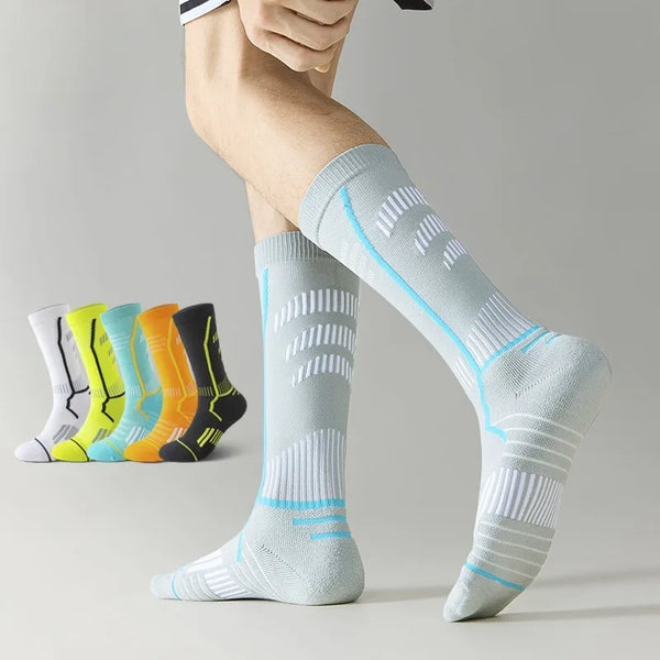 WRELS 1/2/3 Pairs Basketball Sports Socks Thick Cushioned Compression Socks Men Moisture Wicking Arch Support Cycling Gym Socks