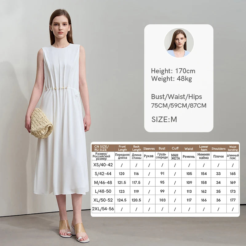 រ៉ូប Amii Minimalism រដូវក្តៅឆ្នាំ ២០២៦ វិជ្ជាជីវៈនារី រ៉ូបវែងរលុង ដៃខ្លី ចង្កេះខ្ពស់ រចនាដោយខ្សែអង្កាំ 12542177