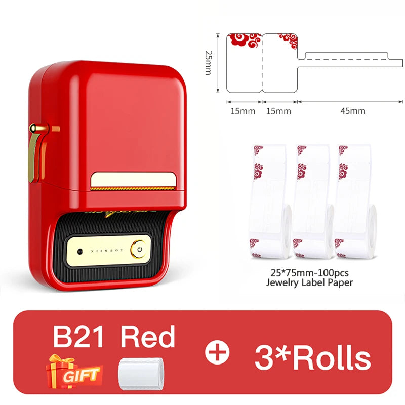 NIIMBOT B1/B21 Jewelry Label Printer Self Adhesive DIY Self-Adhesive Jewelry Necklace Bracelet Ring Price Tag for Bussiness