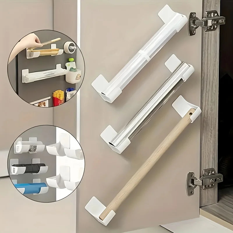 4pcs Over-the-Door Cabinet Organizer, No-Drill Adjustable Kitchen Countertop Storage Rack, Trash Bags, Umbrellas,Storage Rack.