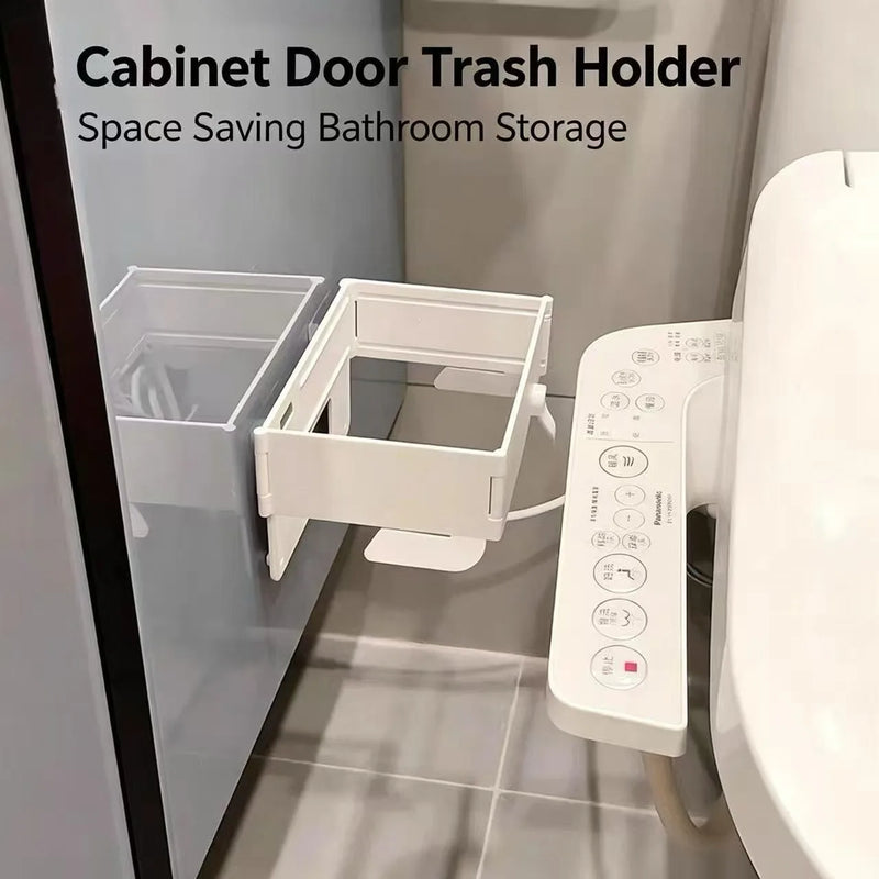 Foldable Wall-Mounted Trash Can Rack No-Drill Bathroom Kitchen Multi-Functional Storage Plastic Bag Holder