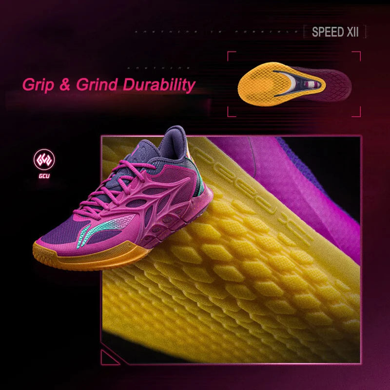 ស្បែកជើងបាល់បោះបុរស Li-Ning SPEED XII អាជីព BOOM ទន់ មានខ្យល់ចេញចូលបានល្អ ស្បែកជើងប៉ាតា LiNing ទ្រទ្រង់លំនឹង ABAV069