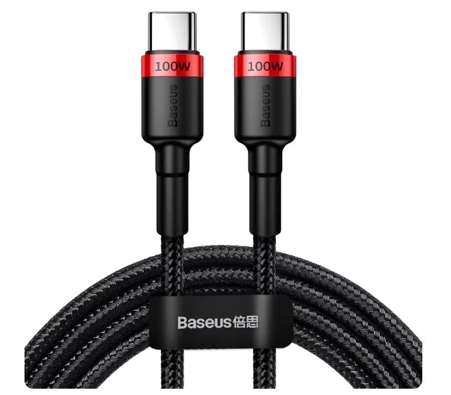 ខ្សែសាកទិន្នន័យ BASEUS PD100W សម្រាប់ iPhone 15 ក្បាលពីរ ប្រភេទ C ដល់ C 65W សាកលឿនសម្រាប់ Huawei Xiaomi Apple