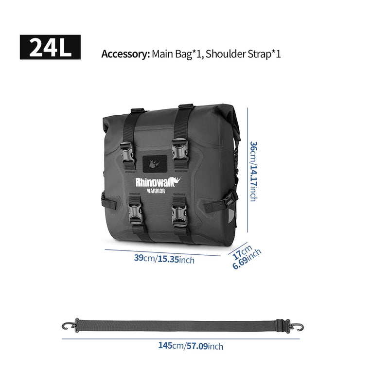 Rhinowalk Motorcycle Quick Release Side Bag 24L Waterproof 1 Or 2 PIece Motor Saddle Storage Bag With Support Board  Air Valve