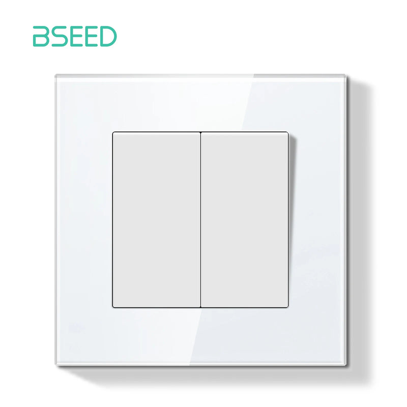 BSEED E Series Mechanical Button Switch 1/2Gang 1Way Double Light Switch Triple Toggle Switch Glass Panel Switch On Off 250V