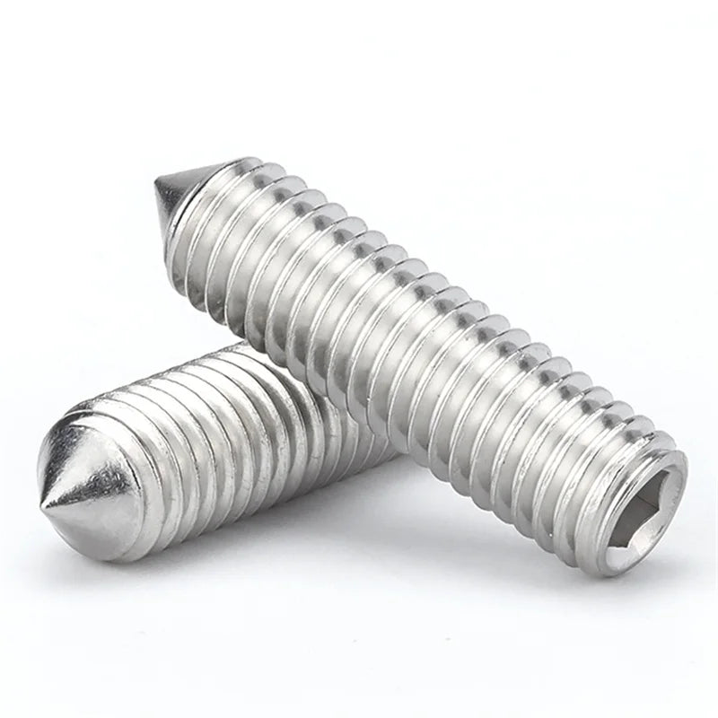DIVEDEER 1~10pcs DIN914 Hex Hexagon Socket Allen Tapered End Cone Point Set Screw Grub Bolt M2 M2.5~M8 A2-70 304 Stainless Steel