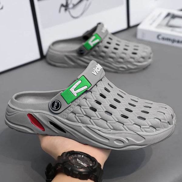Mens Clogs Rubber Sandals Garden Shoes Outdoor Slippers Aqua Beach Shoes With Holes Upstream River Creek Big Size