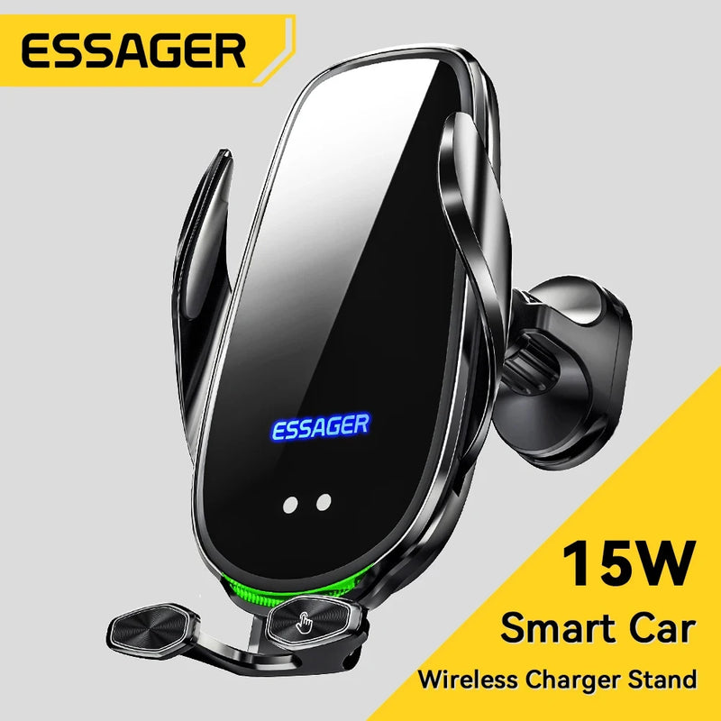 Essager Qi 15W Wireless Charger Car Phone Holder In Car Air Vent Mount For iPhone 16 15 14 13Pro Max Xiaomi Huawei Fast Charging