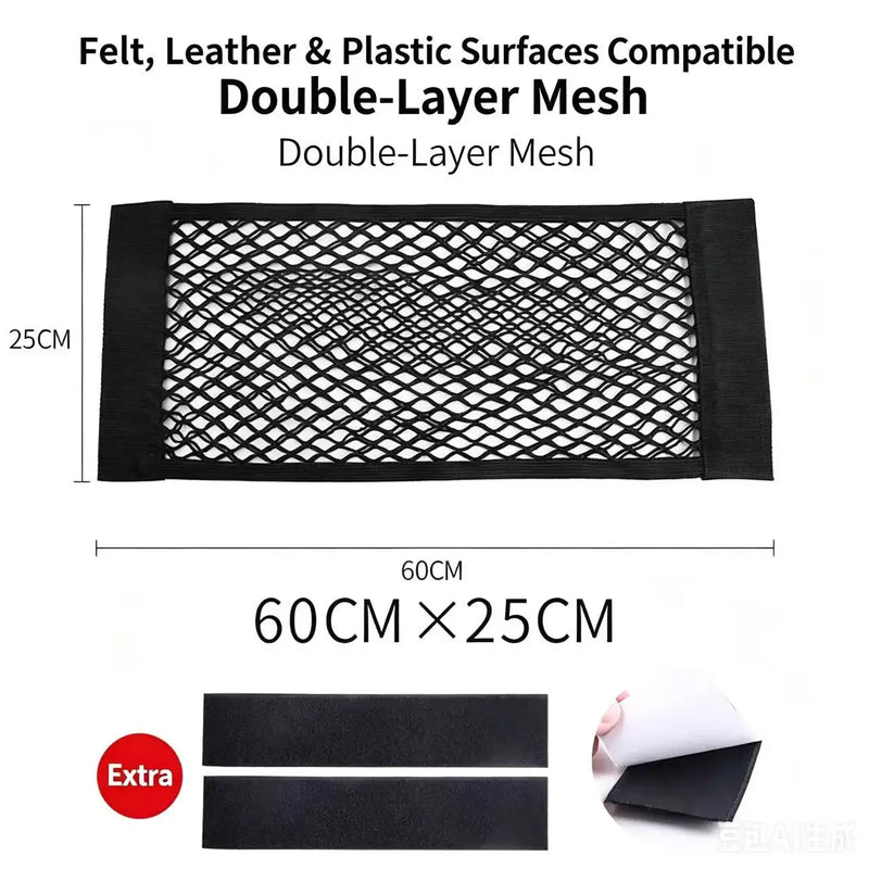 Velcro Car Trunk Storage Net Bag - Universal Fixing Artifact for Vehicle Trunk Supplies Organizer Bag