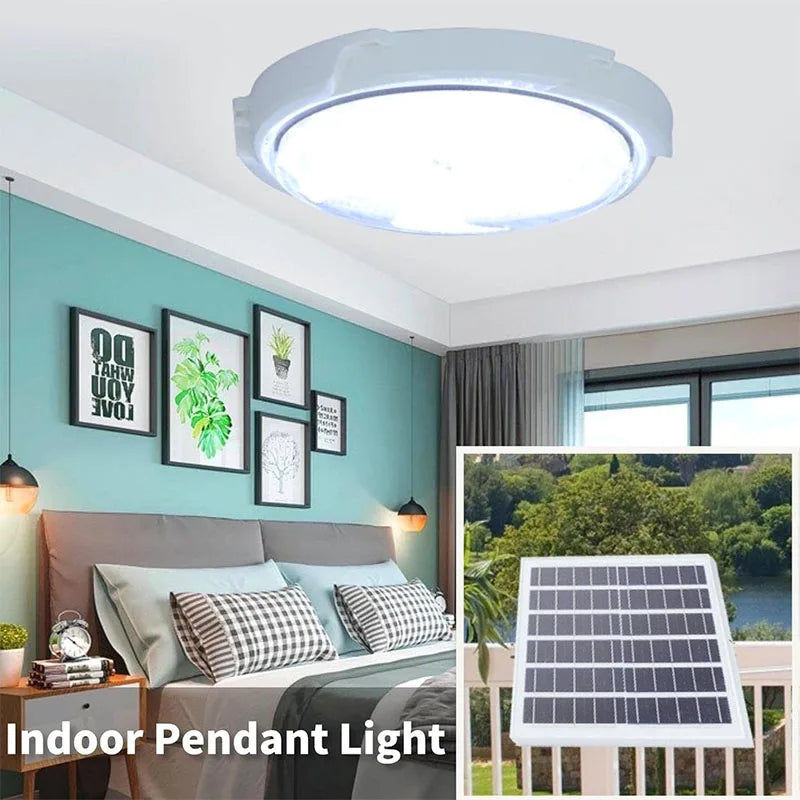 LED Solar Ceiling Light Outdoor Waterproof Solar Lamp With Remote Control 3 Color Indoor Home Top Ceiling Lights Garden Lighting