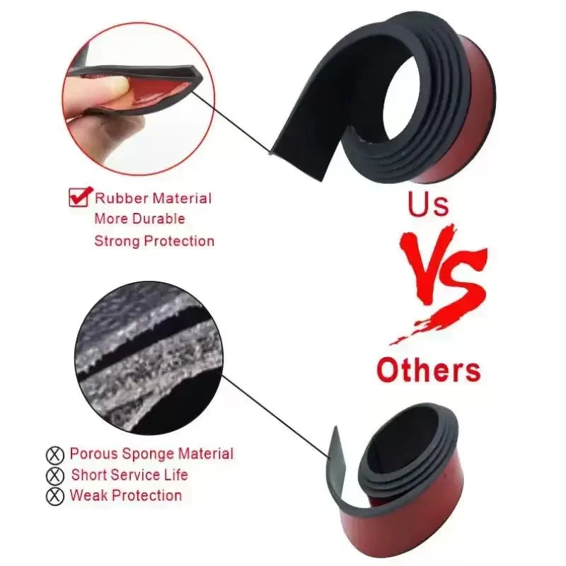 Universal Carbon Fiber Car Fender Flares Self-Adhesive Rubber Wheel Eyebrow Anti-Scratch Anti-Collision Protector Trim Strip