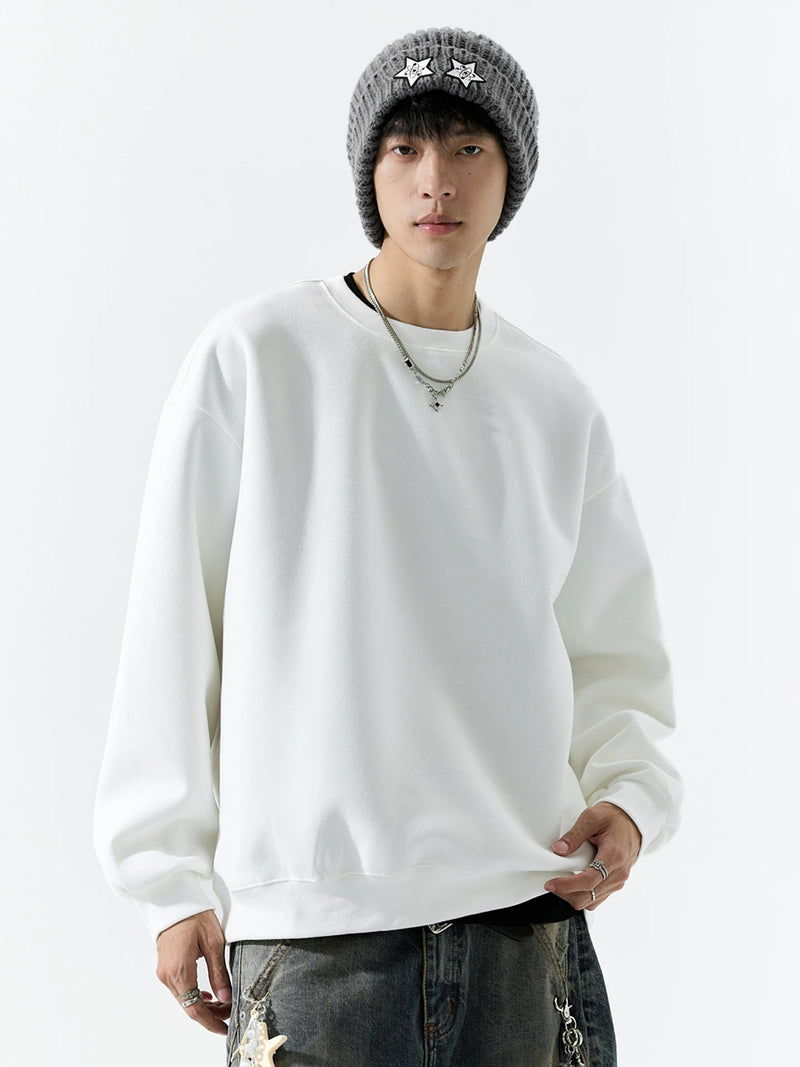 DUKEEN 450G Heavyweight Men's Sweatshirts Autumn and Winter New Solid Color Fashion Basic Pullovers 7 Color