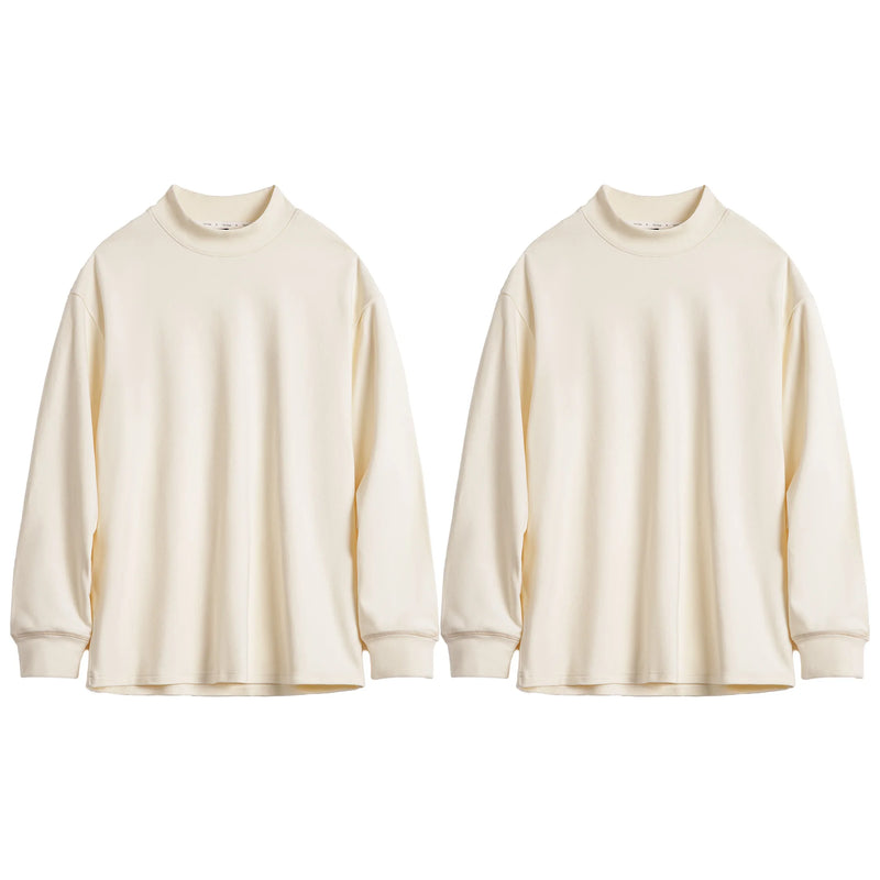 Maden Men's High Neck Warm Long Sleeve T-shirt Antibacterial Thermal Underwear Thickened Fleece Anti-Static Tops for Winter