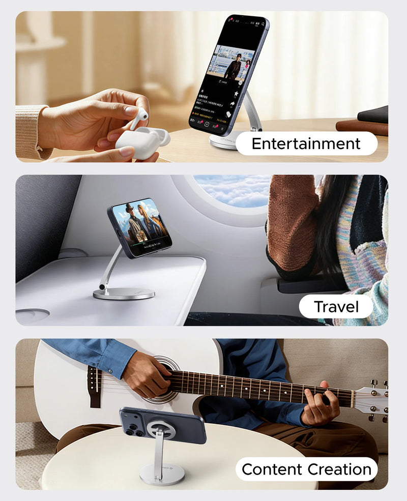 ORICO Magnetic Foldable Phone Stand with 360° Adjustable Strong Magnetic Panel for Office Study Entertainment and Travel