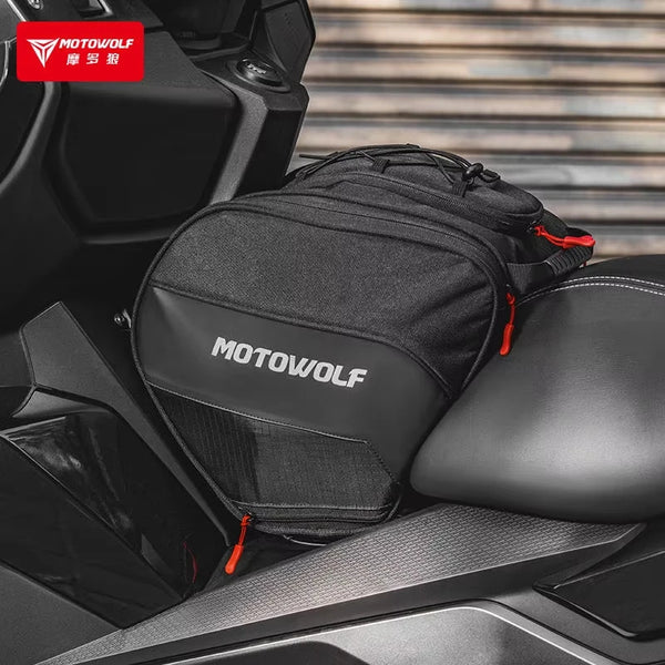កាបូបដាក់សាំងម៉ូតូ MOTOWOLF សម្រាប់អ្នកបើកបរ កាបូបស្ពាយការពារទឹក កាបូបស្ពាយដៃសម្រាប់ដាក់កៅអីម៉ូតូ