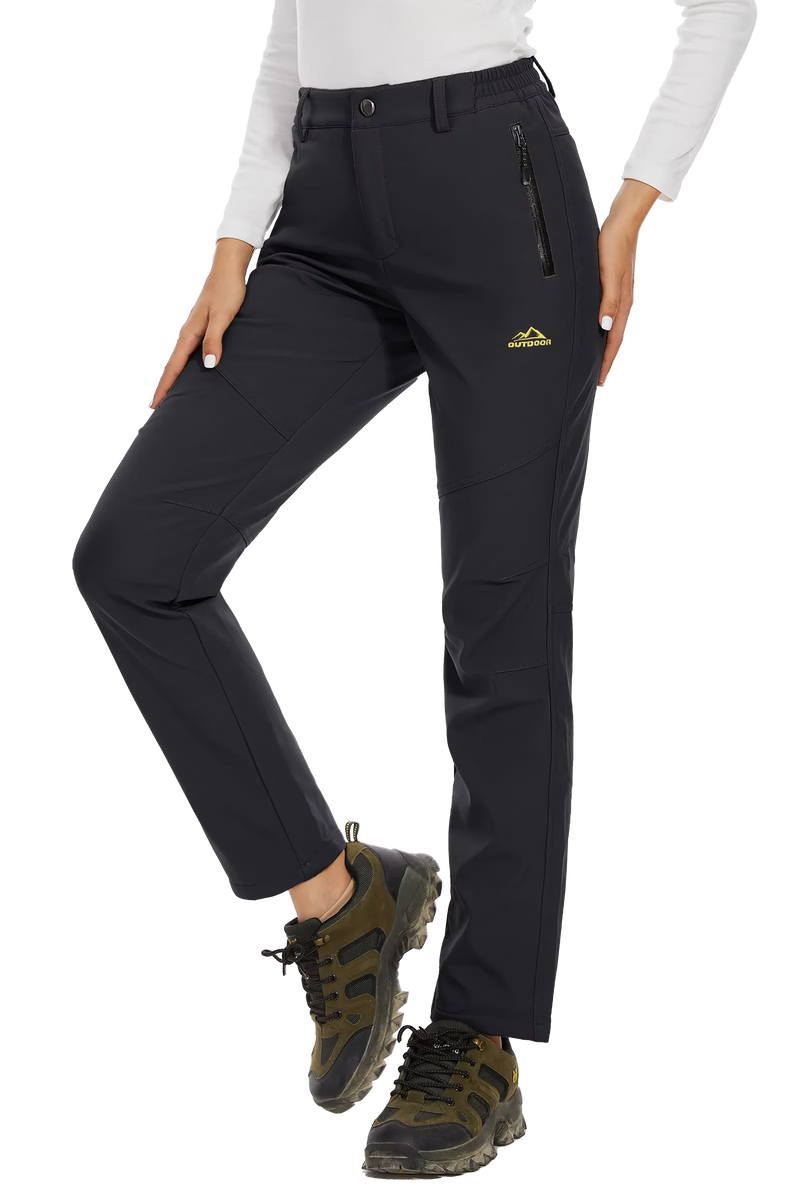 TACVASEN Women's Winter Ski Snow Softshell Fleece Lining Pants Hiking Trekking Mountain Trousers Cargo Warm Work Zipper Pockets