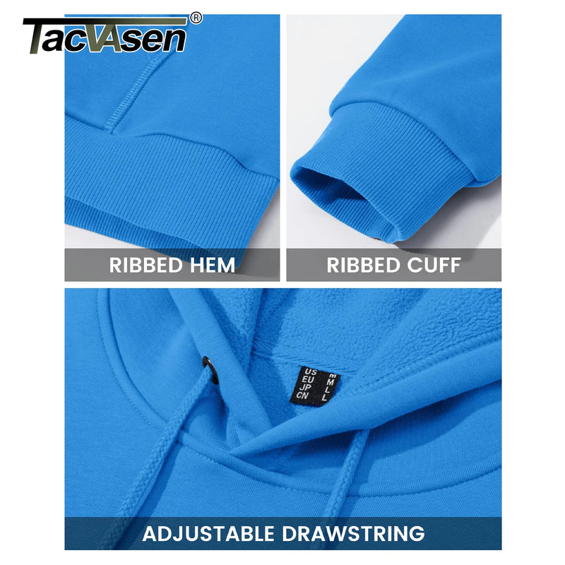 TACVASEN Autumn Winter Fleece Hoodies Mens Thermal Warm Hooded Sweatshirts Pockets Casual Hoodies Pullover Tops Male
