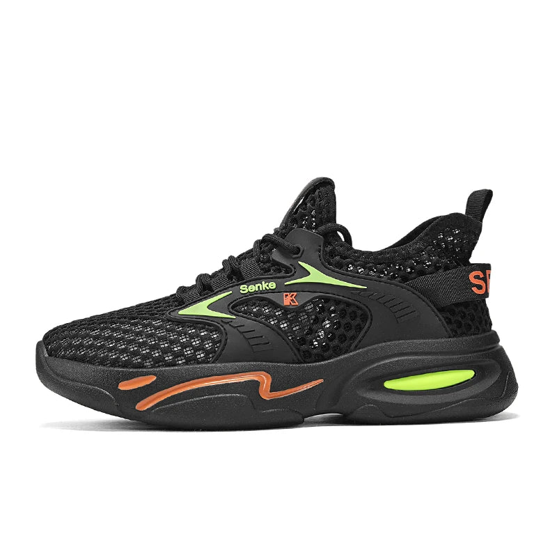Men Sports Shoes Fashionable Lace Up Breathable Mesh New Anti Slip Wear-resistant Soft Sole Comfort Outdoor Walking Tennis Shoes