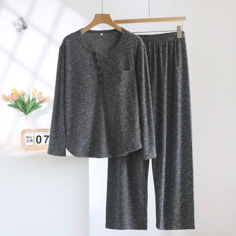 New Chest Pad V-neck Sleepwear Pajamas Woman Nightwear 2026 Spring Autumn Two-piece Home Set Female Long Sleeve Pyjama Femme