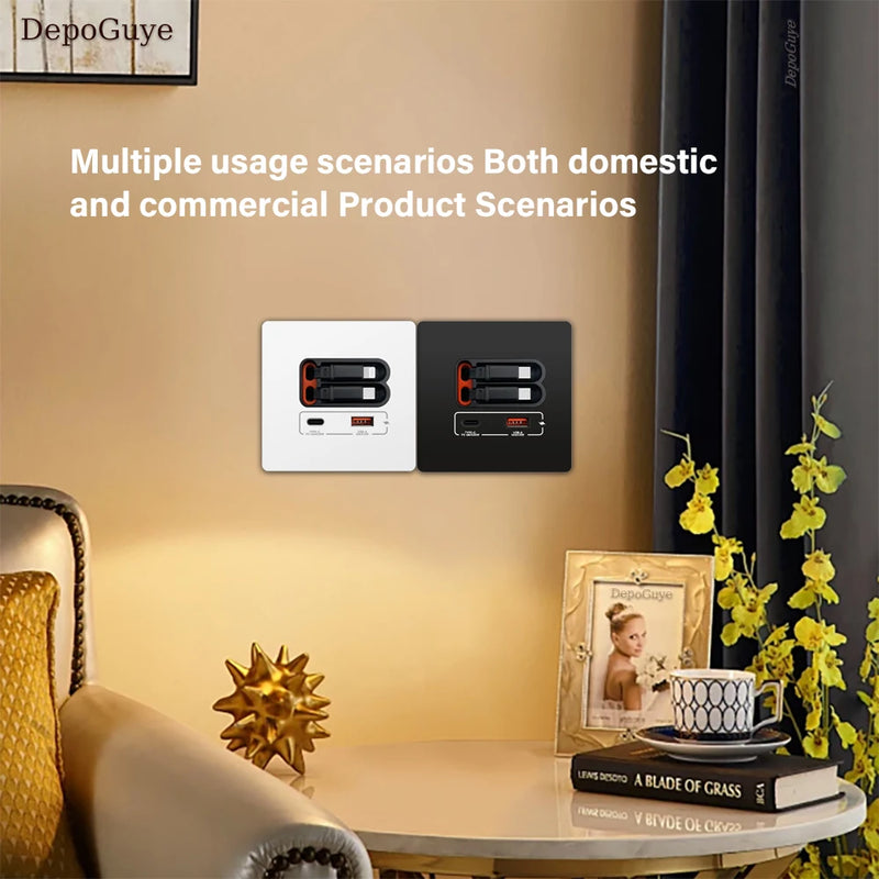EU Universal  20W USB C Smart Socket Panel With Dual Type-c Fast Charge Ports  Outlet,Mobile phone charging Type-c Socket