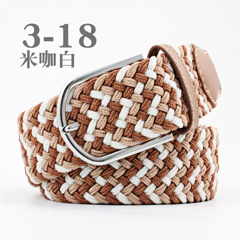 105cm Stretch Woven Belt, Unisex Canvas Belts Fashion Casual Student Belt Women Cinturon Male Waistband.