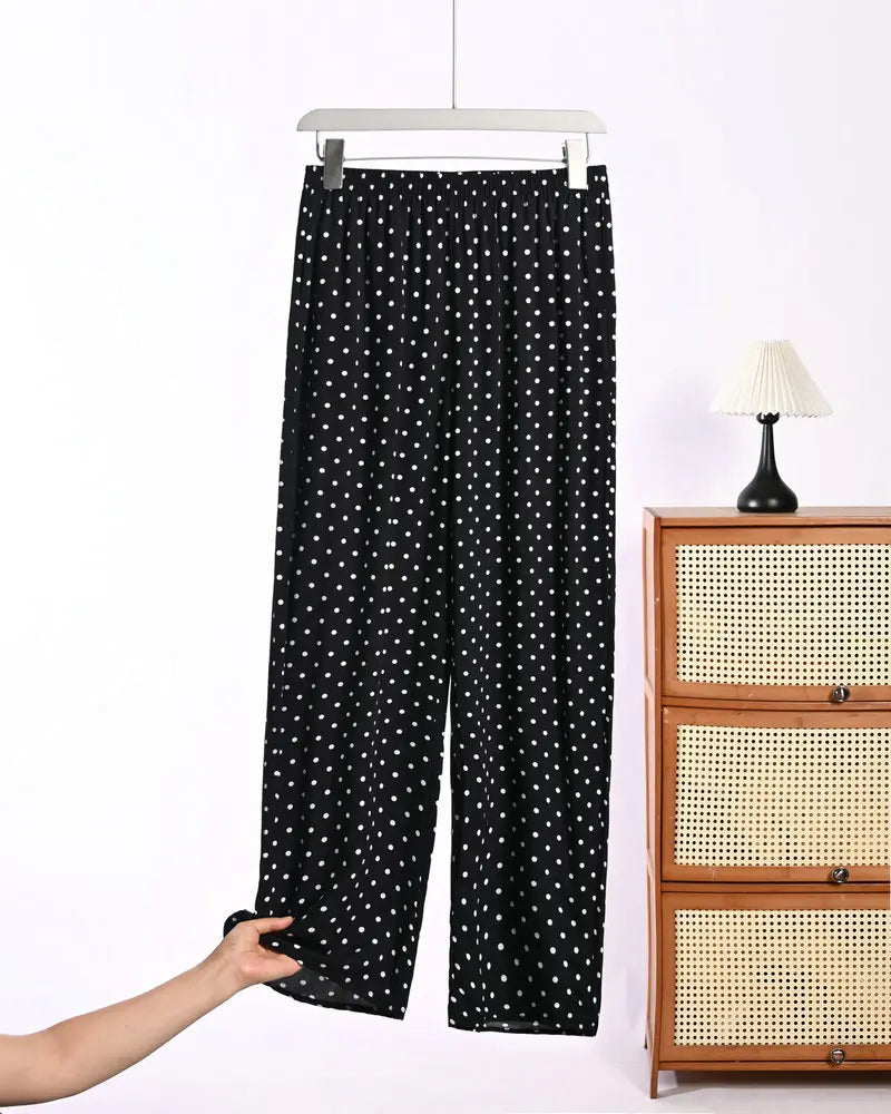 Floral Pajamas Pants Woman Nightwear Spring Summer Loose Sleeping Bottoms Lounge Home Wear Elastic Waist Sleepwear Trousers