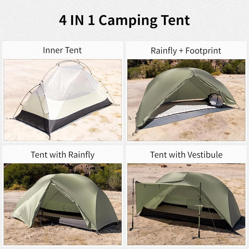 Naturehike Mongar Pro 123 Ultralight Three Season Outdoor Waterproof 20D Nylon Hiking Tent 2 Person Rucksack Camping Riding Tent