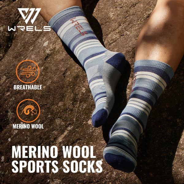 WRELS 1/2/3pairs Merino Wool Socks Moisture Wicking Warm Thermal Hiking Socks Breathable Cushion Hiking Running Compression Sock