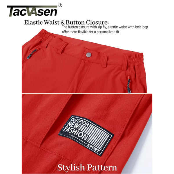 TACVASEN Summer Quick Dry 3/4 Capri Pants Men's Casual Multi-Pockets Lightweight Shorts Outdoor Hiking Cargo Nylon Pants Workout