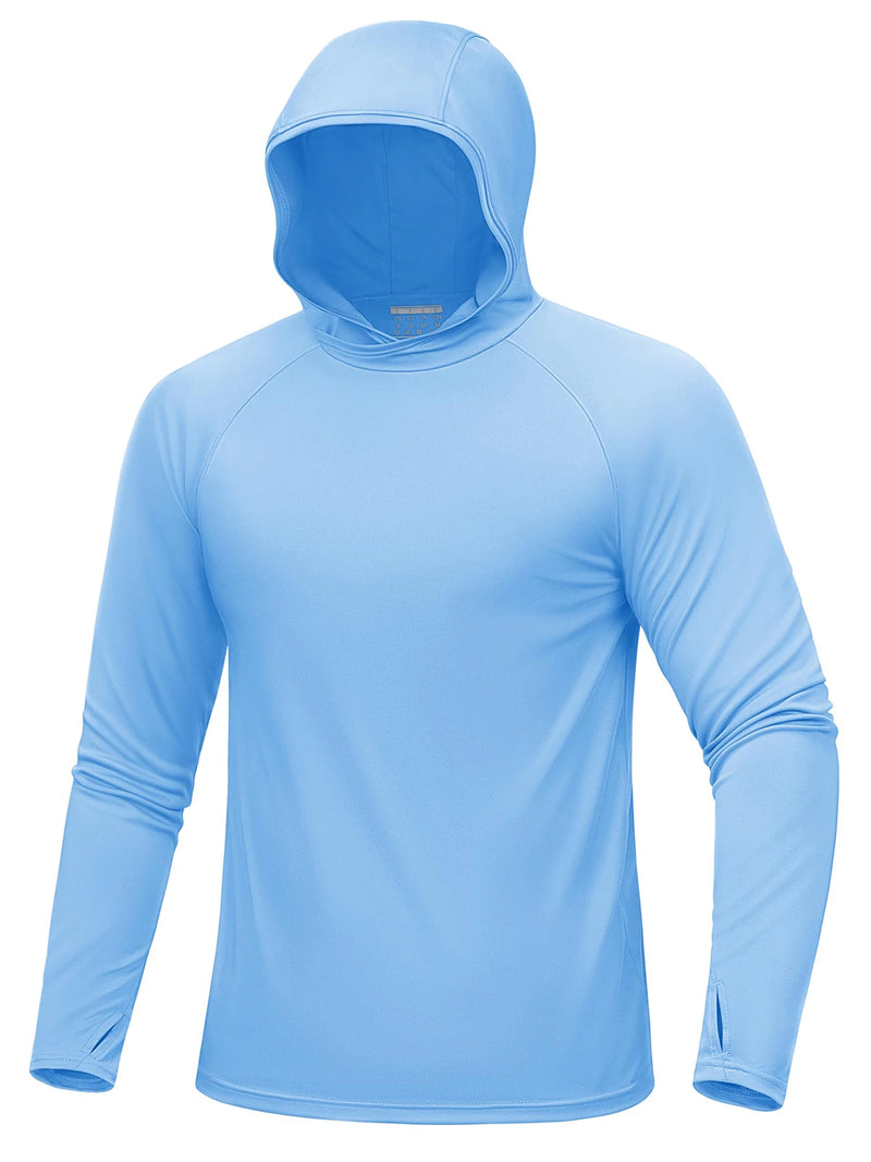 Men's UPF 50+ Sun Protection Hoodie Long Sleeve Quick Dry Fishing Hiking Shirt Thumbholes UV Block Rash Guard for Outdoor Sports