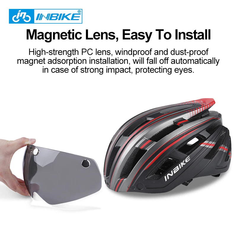INBIKE Bicycle Helmet Man Ultralight Helmets for Cycling MTB Road Men's Bike Helmet  Mountain with Goggles Taillight Accessories