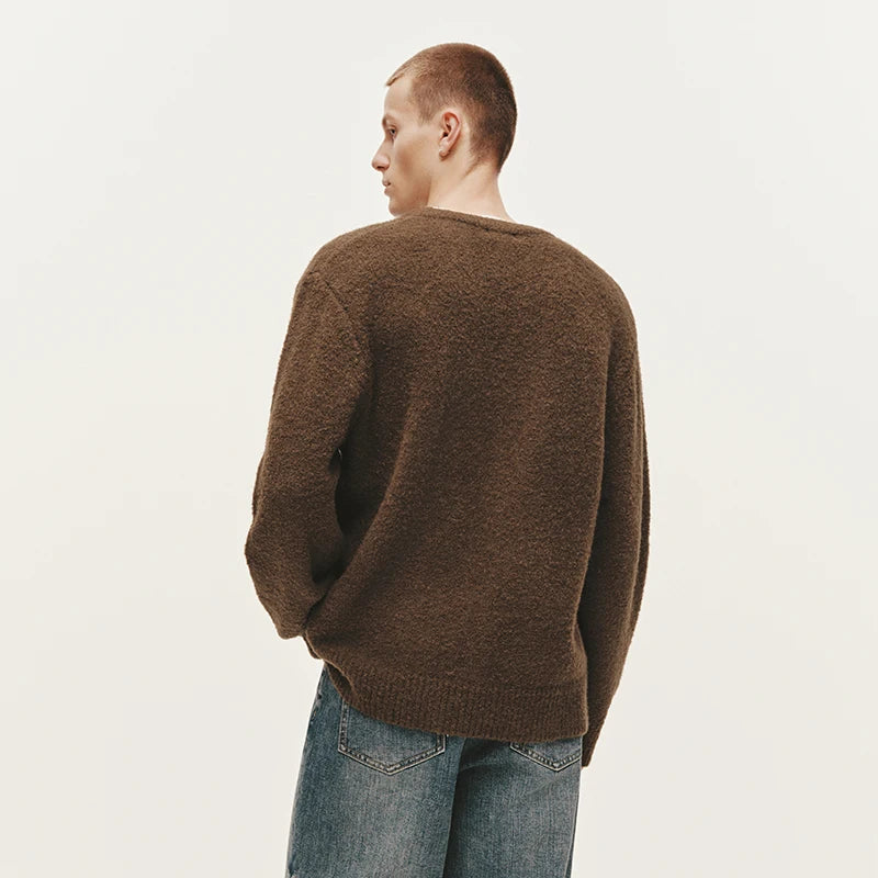 Semir Knitted Sweater Men Winter Fake Two-Piece V-Neck Wool Blend 2025 New Color Block Fashion Inner Wear Sweater Men'S Clothing