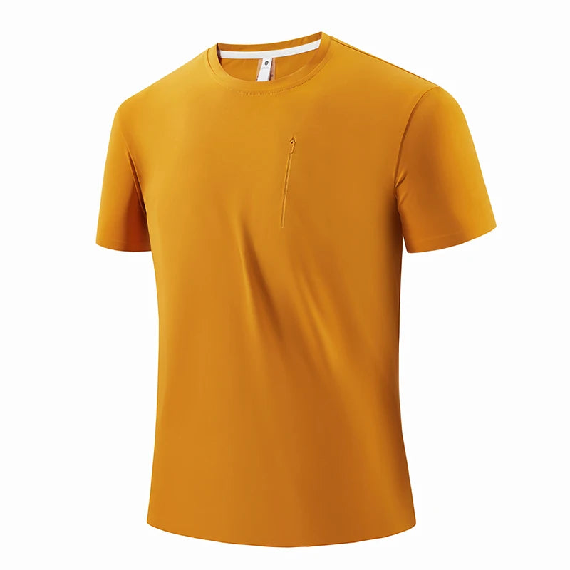 SBWL 2025 new outdoor fitness sports running breathable short sleeve T-shirt practical mobile phone pocket light fast drying top