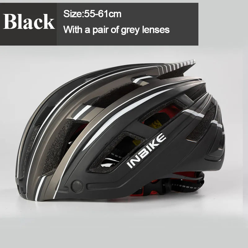 INBIKE Bicycle Helmet Man Ultralight Helmets for Cycling MTB Road Men's Bike Helmet  Mountain with Goggles Taillight Accessories