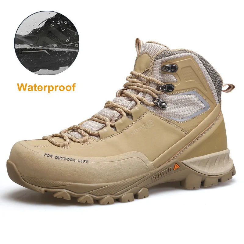 HUMTTO Waterproof Trekking Shoes Luxury Designer Outdoor Hiking Boots for Men Climbing Sneakers Leather Safety Mens Ankle Boots