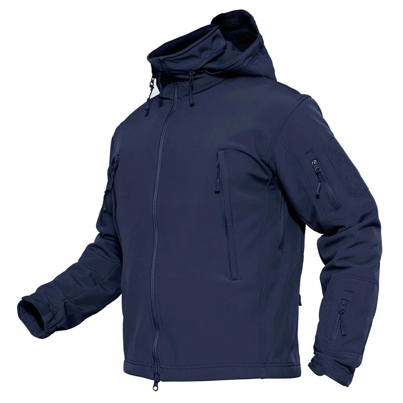 TACVASEN Men's Tactical Softshell Jacket Fleece-Lined Waterproof Hooded Winter Windbreaker with Pockets for Outdoor Hiking