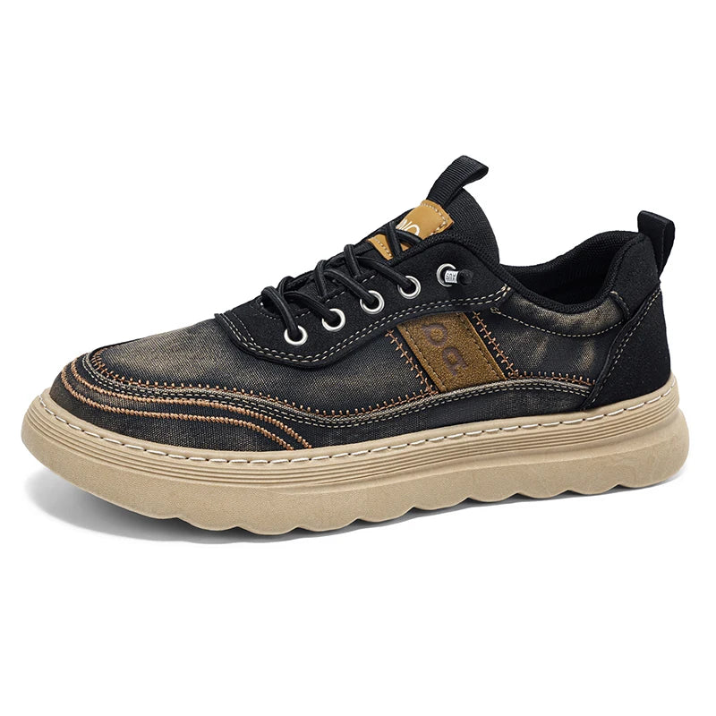 Men's Canvas Casual Tide Shoes Four Seasons Breathable lightweight Soft-Sole anti Slip Comfort Outdoor Walking Sports Board Shoe