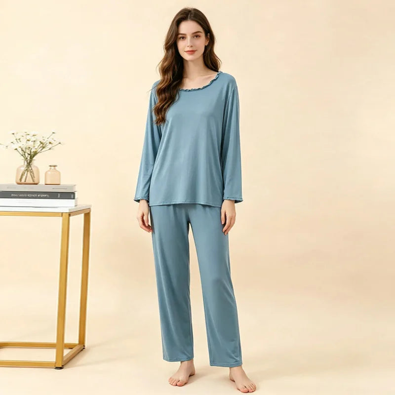 Modal Pijama Two-Piece Women's Set Pajamas for Lady Home Wear Spring Autumn Long Sleeve Sleepwear for Sleeping Pyjama Set