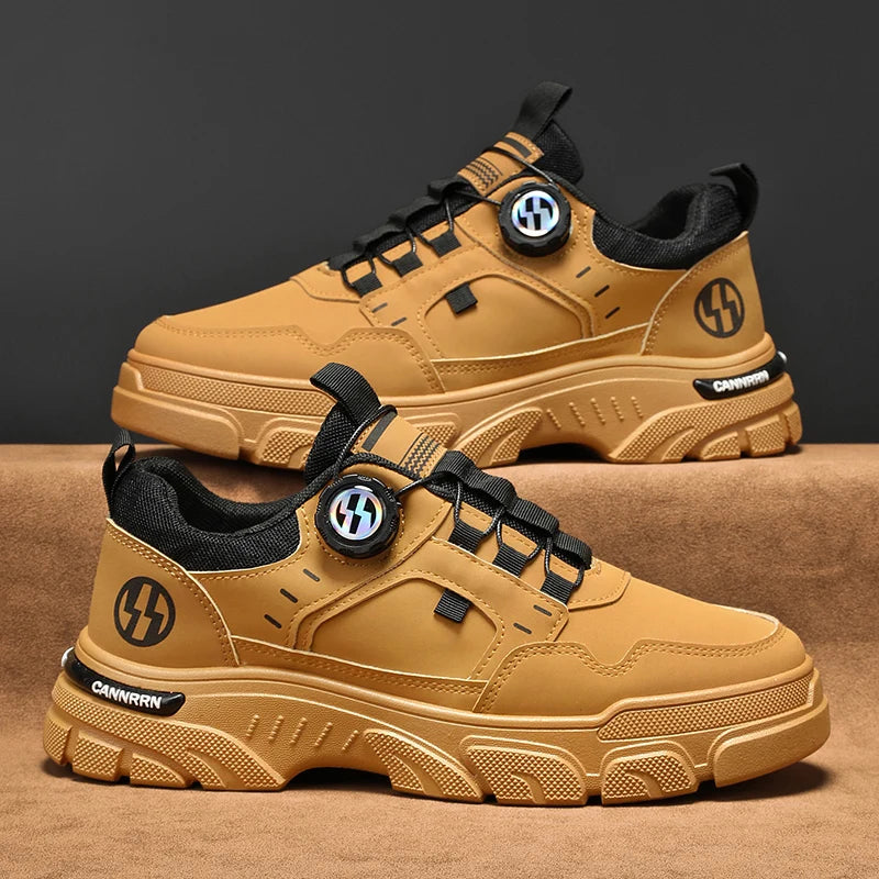 Men's boots autumn and winter rotating shoelaces fashion casual boots youth outdoor boots anti slip soft sole workwear boots