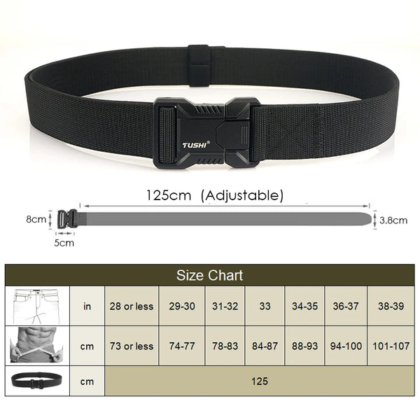 VATLTY New Tactical Outdoor Belt for Men and Women Aluminum Alloy Buckle Quick Release Elastic Belt Casual Belt Jeans Waistband