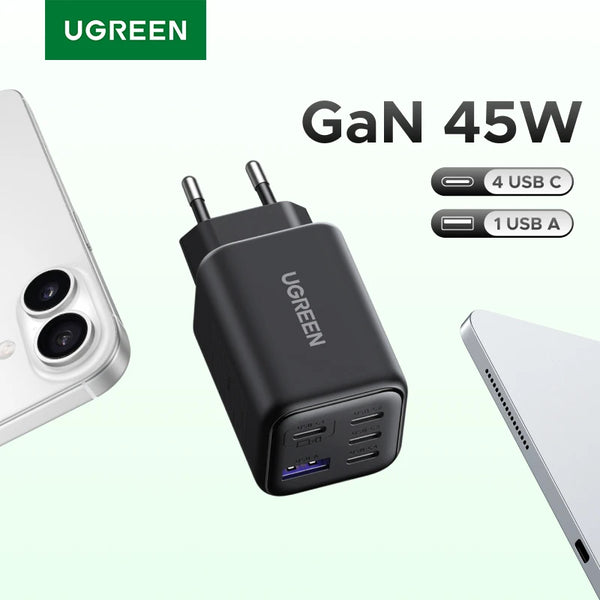UGREEN 45W GaN Charger PD 3.0 UFSC PPS 5 Ports For iPhone 18 17 16 Pro Max Samsung S26 Xiaomi Tablet iPad Air USB C Fast Charger