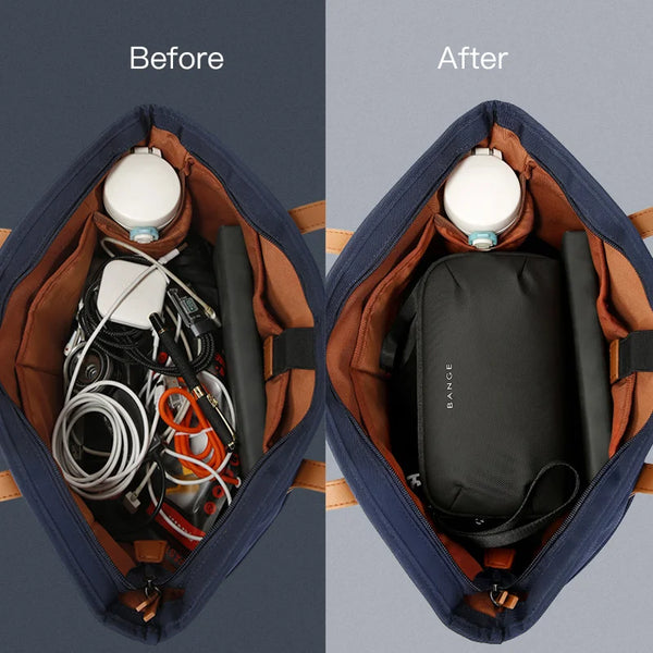 BANGE Digital Portable Organizer Case for Headphones Travel Closet Storage Bag YKK Zipper Accessories Charger Data Cable USB Bag