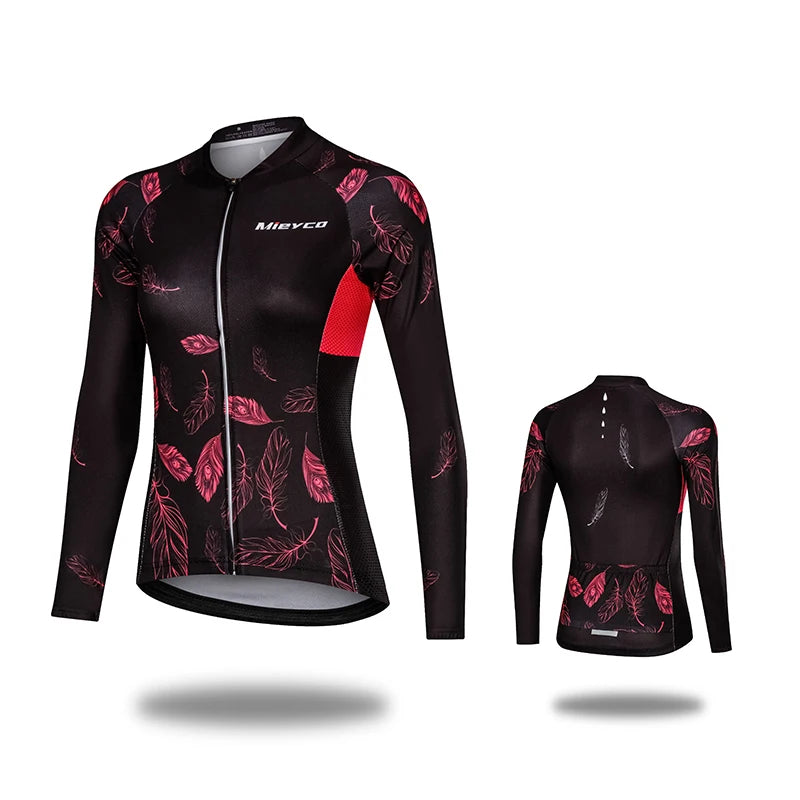 Women's Long Sleeve Cycling Jersey Quick Dry Breathable MTB Road Bike Shirt Spring Autumn Riding Training Sportswear Top